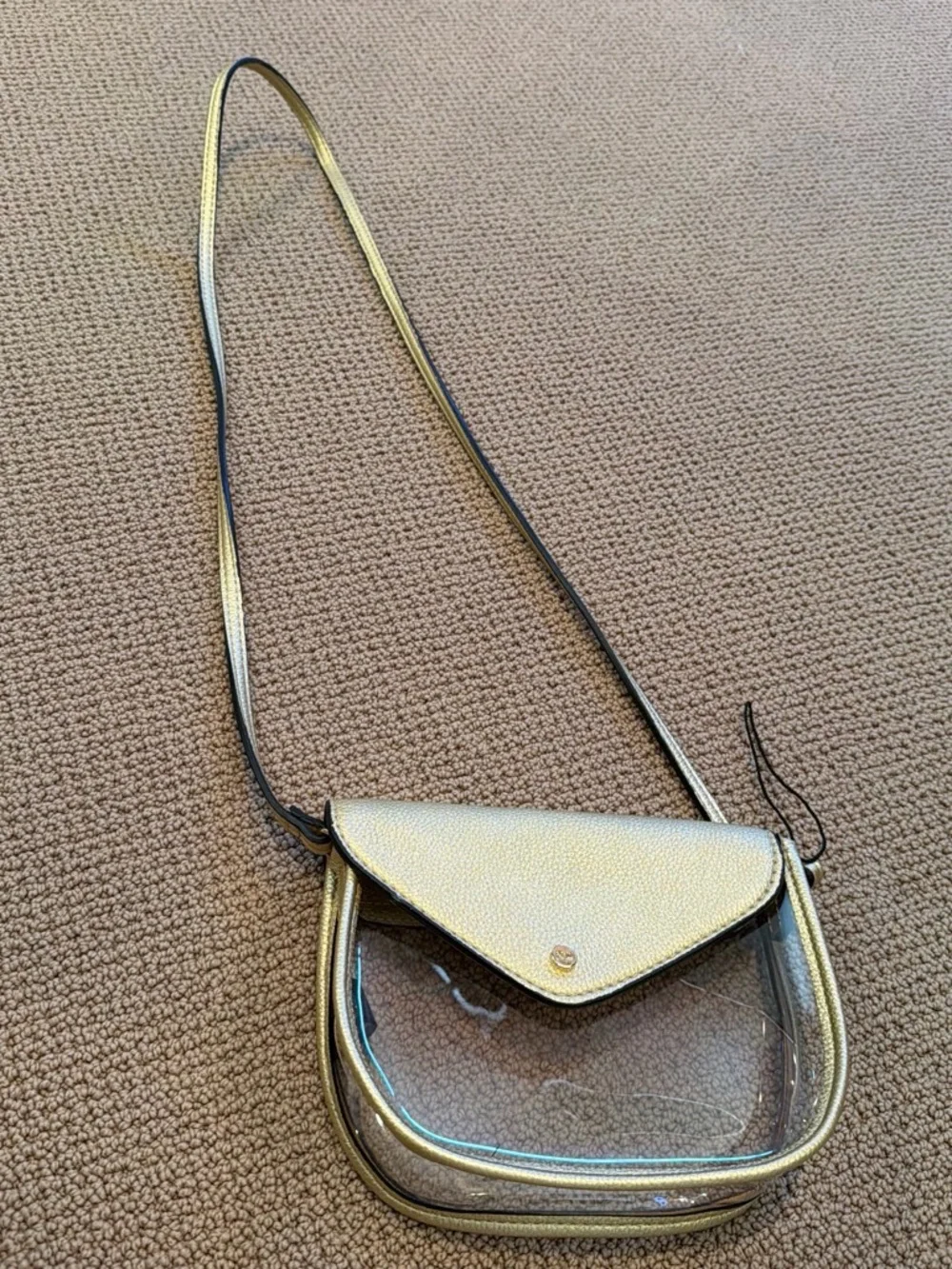 Zara Gold Metallic Clear Crossbody Bag (GAME DAY/CONCERT PURSE)